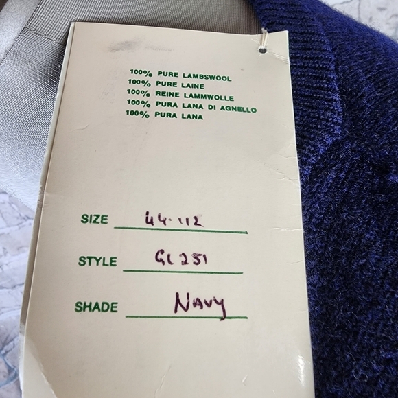 Vintage Scott & Charters of Hawick Lambswool  Vneck Pullover Sweater Navy - Picture 12 of 13